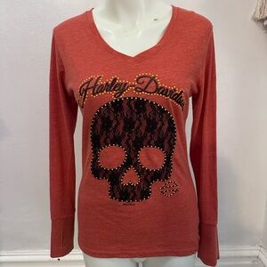Harley-Davidson Orange Skull long sleeve